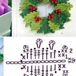 Новогодний венок из вязаных элементов