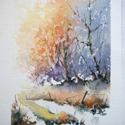 Необычный пейзаж акварелью