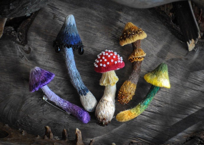 Объемная вышивка грибов: невероятные идеи