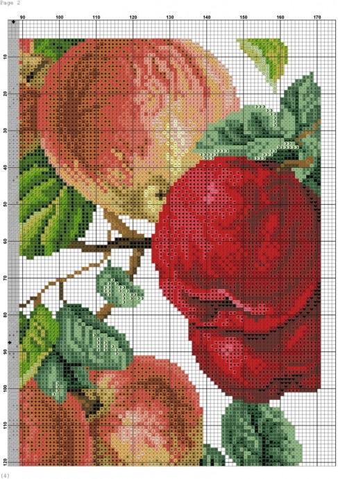 Подушка с вышивкой яблоками