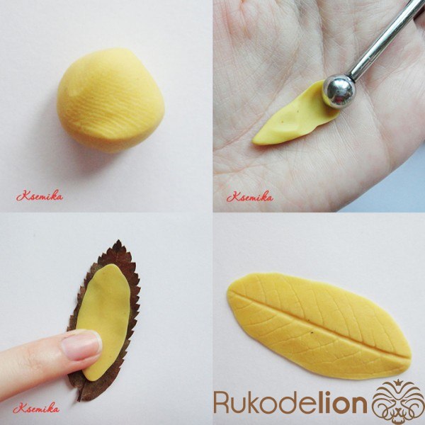 Брошь "Рябина" из полимерной глины