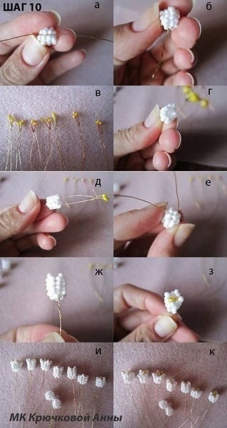Ландыши из бисера: мастер-класс