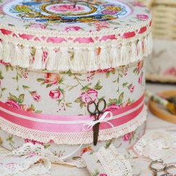 Круглая коробка для рукоделия: мастер-класс