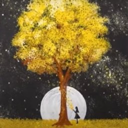 ​Осеннее дерево и восходящая луна