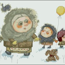 ​Вышивка крестиком: бабушка и внуки