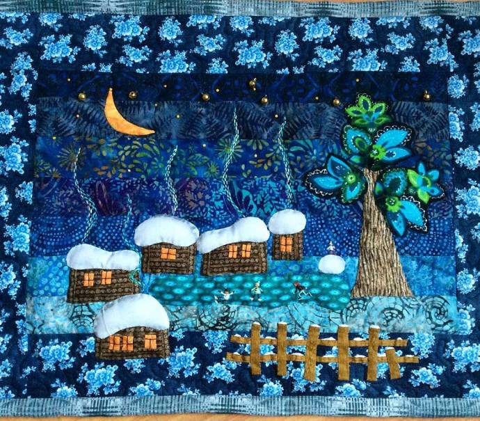 Картины в технике пэчворк: в фокусе дома и домишки