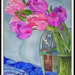 Пишем тюльпаны акварелью