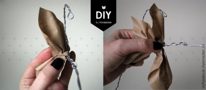 Декоративный венок из крафт-бумаги