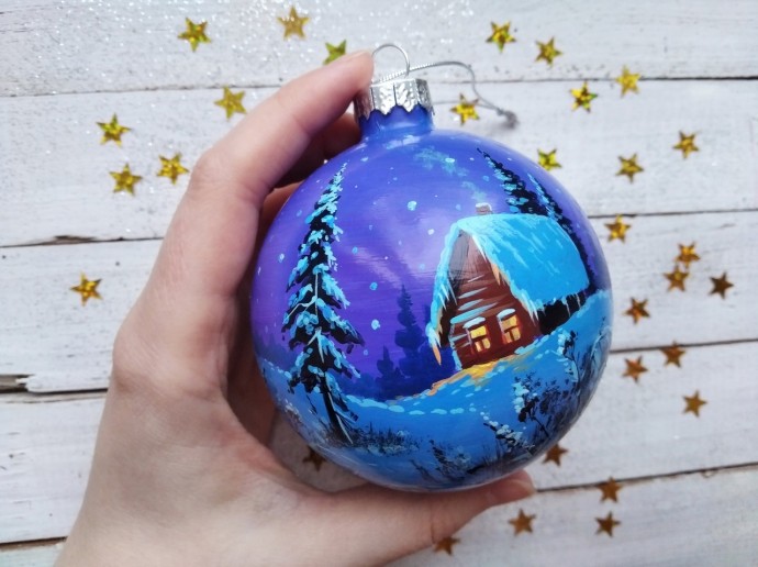 Новогодние стеклянные шарики с авторской росписью