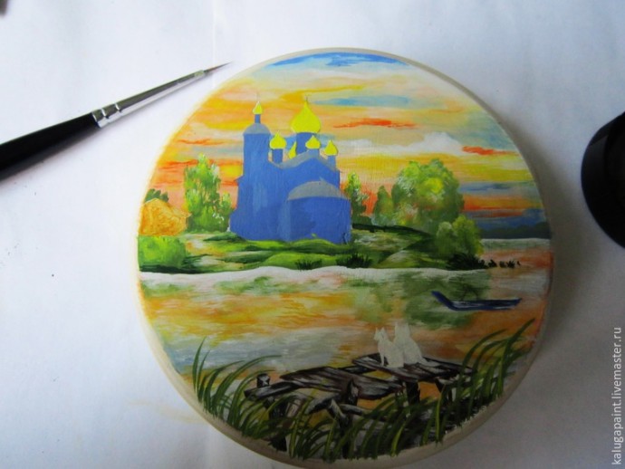 Расписываем шкатулочку с пейзажем и имитацией камня Расписываем шкатулочку с пейзажем и имитацией камня