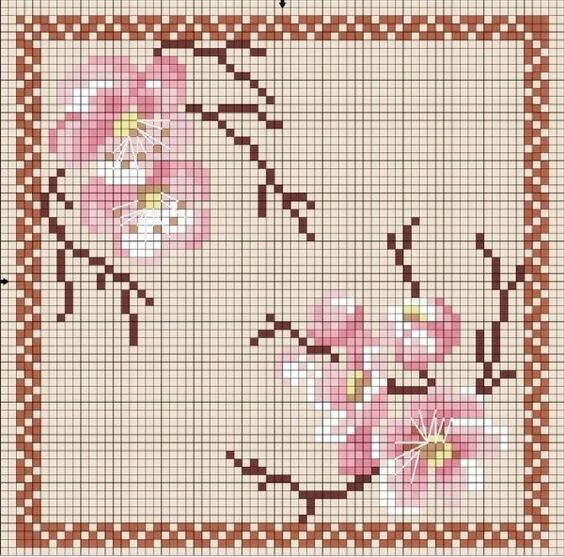 ​Множество вариантов вышивки цветущей сакуры