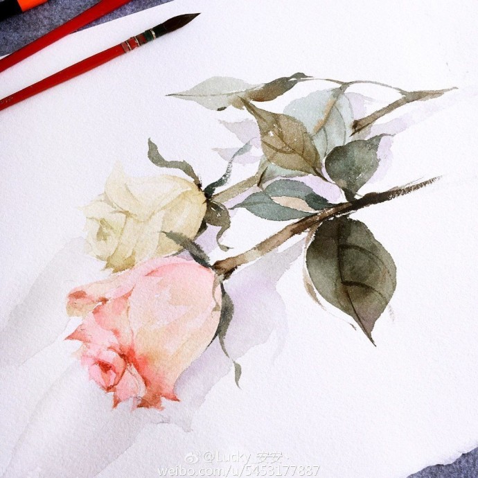 Рисуем розы акварелью