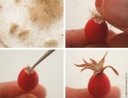 Веточка шиповника из полимерной глины: мастер-класс