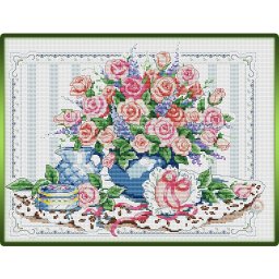 Вышиваем вазу с розами