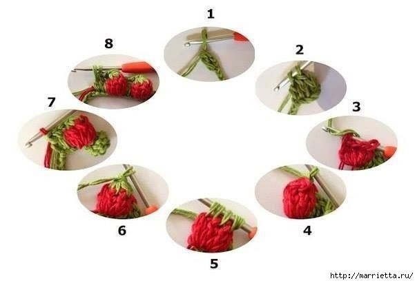 Узор крючком в виде клубнички