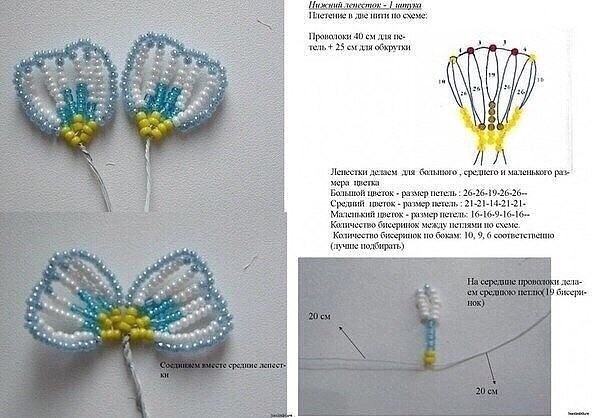 Анютины глазки из бисера