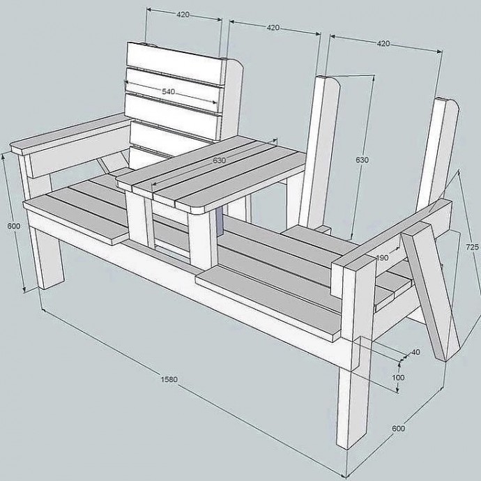 Дачное кресло со столиком посередине