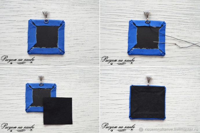 Колье с вышитым гладью кулоном