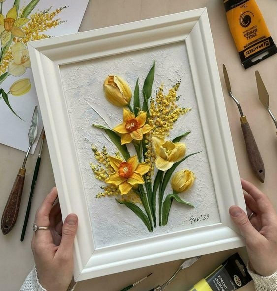 Прекрасные панно, выполненные в технике скульптурной живописи