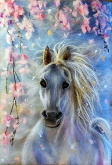 Лошади в технике шерстяной акварели: восхитительные идеи