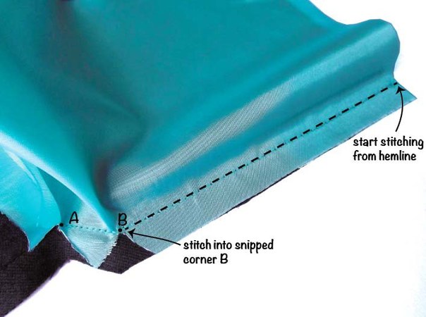 Техники шитья: обработка разреза с подкладкой