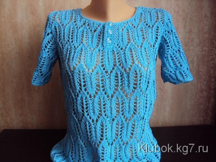 Ажурная летняя кофточка на спицах