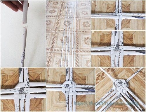 Лапти из газетных трубочек