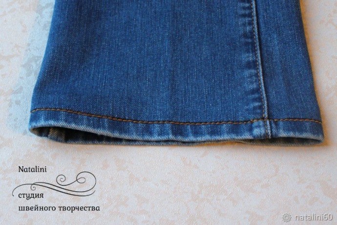 Укорачивание джинсов с сохранением вареного края Укорачивание джинсов с сохранением вареного края