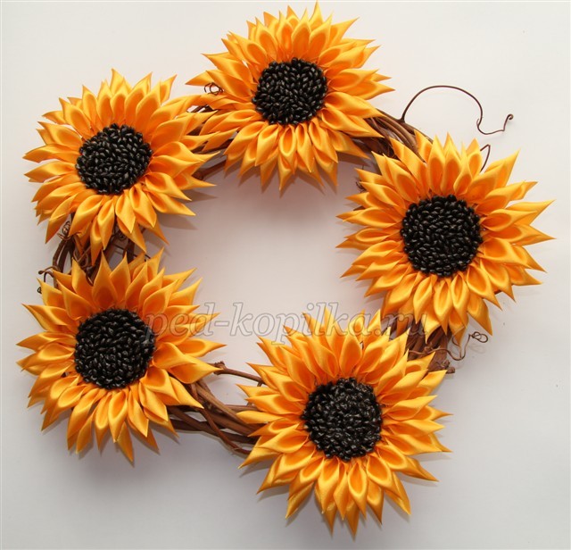 Канзаши подсолнухи: мастер-класс Канзаши подсолнухи: мастер-класс
