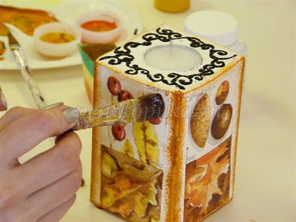 Подсвечник в технике декупаж своими руками