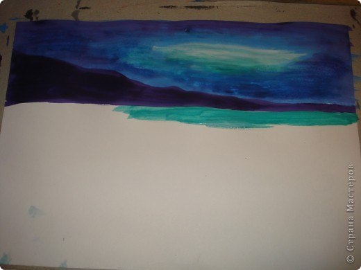 Рисуем ночной прибой гуашью