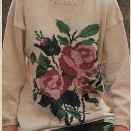 ​Сложный узор с розами для свитера