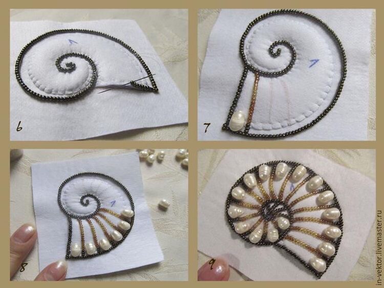 Вышивка бисером: ракушка