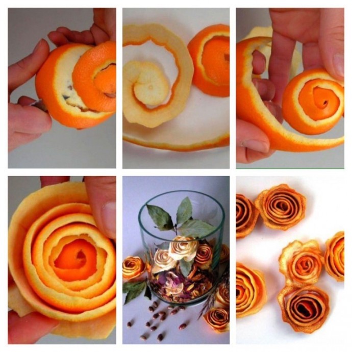 Цитрусовые цветочки из кожуры