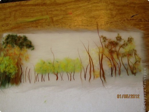 ​Картина из шерсти "Осень в парке"