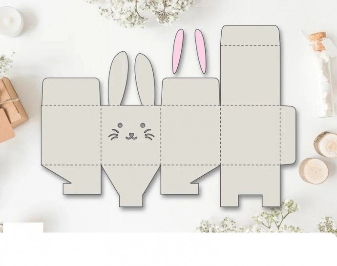 ​Коробочки в виде кролика: шаблоны