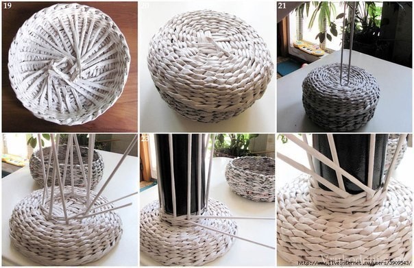 Шкатулка, плетенная из газетных трубочек