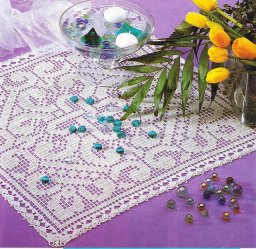 Прямоугольная салфетка филейным вязанием крючком