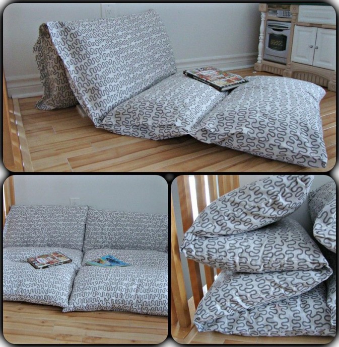 Простое и удобное кресло-диван из подушек: идеи