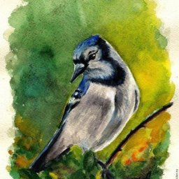 Сойка акварелью