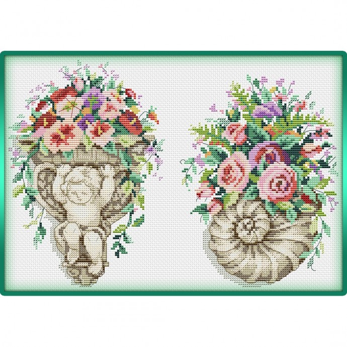 Стильная вышивка ангела и ракушки Стильная вышивка ангела и ракушки