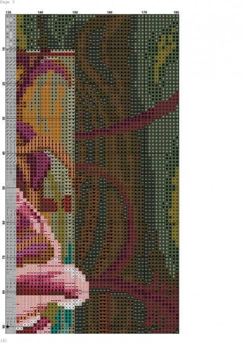 ​Вышивка крестом: яркий цветок на пестром фоне