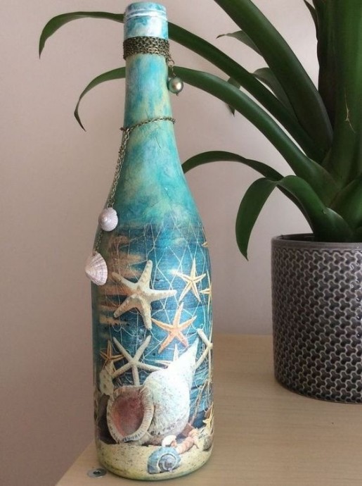 Летние варианты декора бутылок