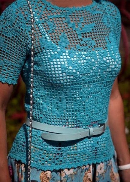 Очень красивый филейный топ крючком