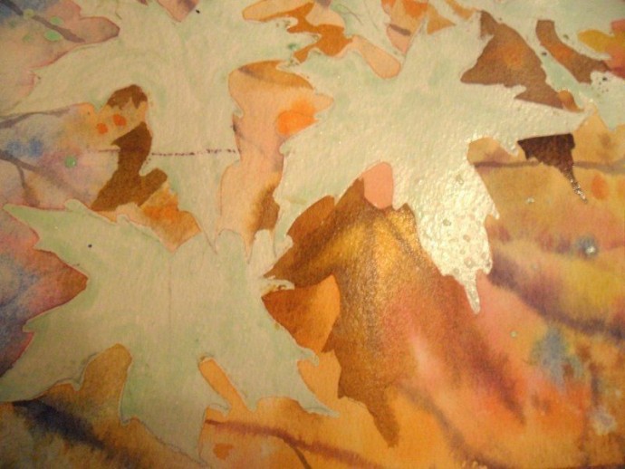 ​Осенние листья акварелью