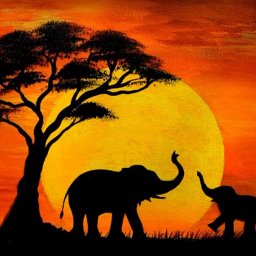 Рисуем слонов на закате
