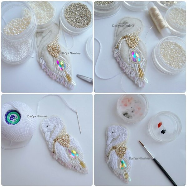 Шикарная брошка "Лебедь" своими руками