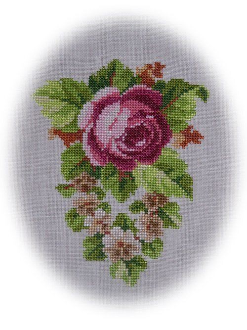 Вышивка крестиком винтажных цветов