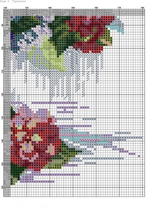 Букет гортензий крестиком