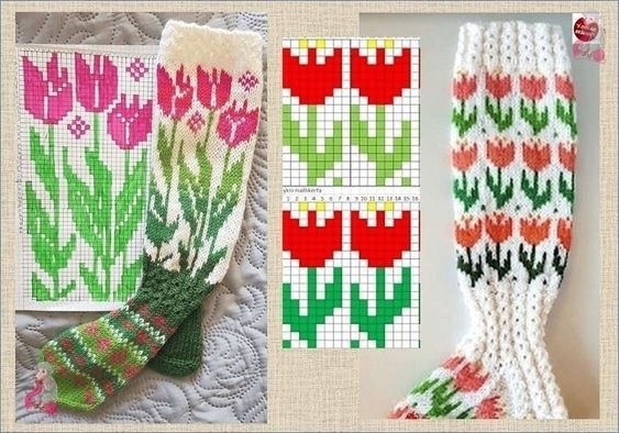 Вяжем милые носочки с тюльпанчиками Вяжем милые носочки с тюльпанчиками